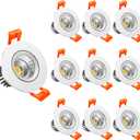 LightingWill 2inch LED Dimmable Downlight, 3W COB Recessed Ceiling Light, Warm White 3000K-3500K, CRI80, 25W 220LM Halogen Bulbs Equivalent, White (10 Pack)
