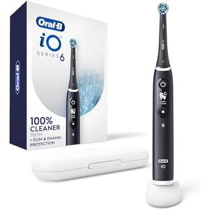Oral-B iO Series 6 Rechargeable Electric Toothbrush with Visible Pressure Sensor to Protect Gums, 2 Minute Timer, 5 Cleaning Settings, 1 Replacement Toothbrush Head, and Travel Case, Black Oral-B iO Series 6 Rechargeable Electric Toothbrush with Visible Pressure Sensor to Protect Gums, 2 Minute Timer, 5 Cleaning Settings, 1 Replacement Toothbrush Head, and Travel Case, Black