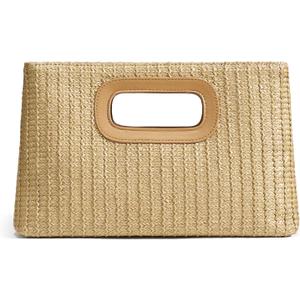 CHUNLI Chic Straw Clutch Purses for Women with Top Handle Summer Bag, Ideal Vacation Handbags and Woven Boho Beach Bags (Khaki)