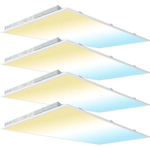 2x4 LED Flat Panel Light, 60W/50W/40W/30W/25W Adjustable, 5000K/4000K/3500K Selectable, 6600lm Dimmable LED Drop Ceiling Light Fixture, 100-277V ETL-Listed, 4-Pack