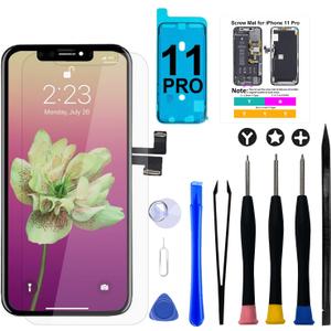 Brinonac for iPhone 11 Pro Screen Replacement Kit, 5.8" Full HD Retina LCD Display COF Touch Screen Digitizer Assembly Set with Repair Tools, Waterproof Adhesive, Tempered Glass (Black)