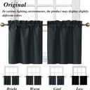 Home Queen Blackout Rod Pocket Tier Curtains for Small Window, Short Room Darkening Basement Curtains, Cafe Drapes, 2 Panels, 26 W x 24 L Inch Each, Black