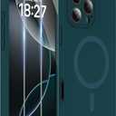 Magnetic for iPhone 16 Pro Case, Compatible with MagSafe, Two 9H Screen Protectors, Full Camera Protection, Military-Grade Protection Silicone Phone Cover for 16 Pro 6.3",Blackish Green