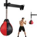 Speed Bags for Boxing, Punching Bag with Reinforced Spring Wall-Mounted Strong Durable Punching Bag with Stand, Height Adjustable, for Kids & Adults (Black/Red)
