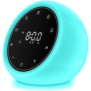 White Noise Machine with 2 Alarm Clock, 20 Soothing Sounds, 7 Color Night Light, Adjustable Volume, 5 Timer and Memory Function, Touch Control Sound Machine for Adults Babies, 2025 New Verion