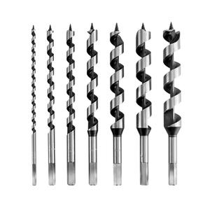 QWORK Auger Drill Bit Set, 7 Piece Set 9" Auger Bit Set Hardened Alloy Steel Ship Auger Bit Creates Deep Clean Hole Precise Drilling for Wood Drilling