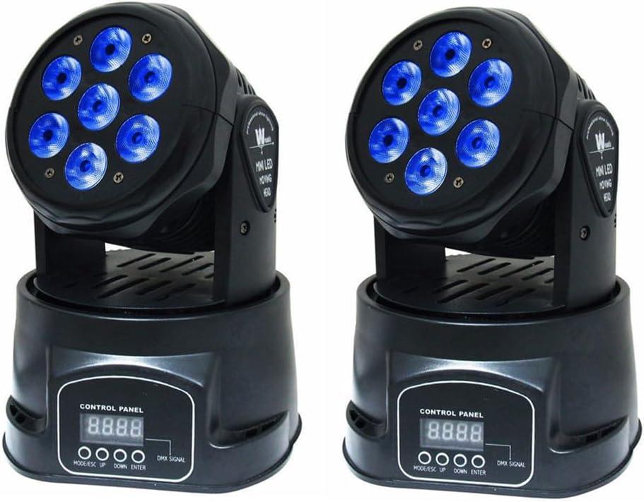 Moving Head Light RGBW Stage Lighting DJ Lights 7 x 10W LED Beam Spotlight 9/14 CH Wash Light with DMX and Sound Activated for Party Church Wedding Bar Christmas Halloween Disco