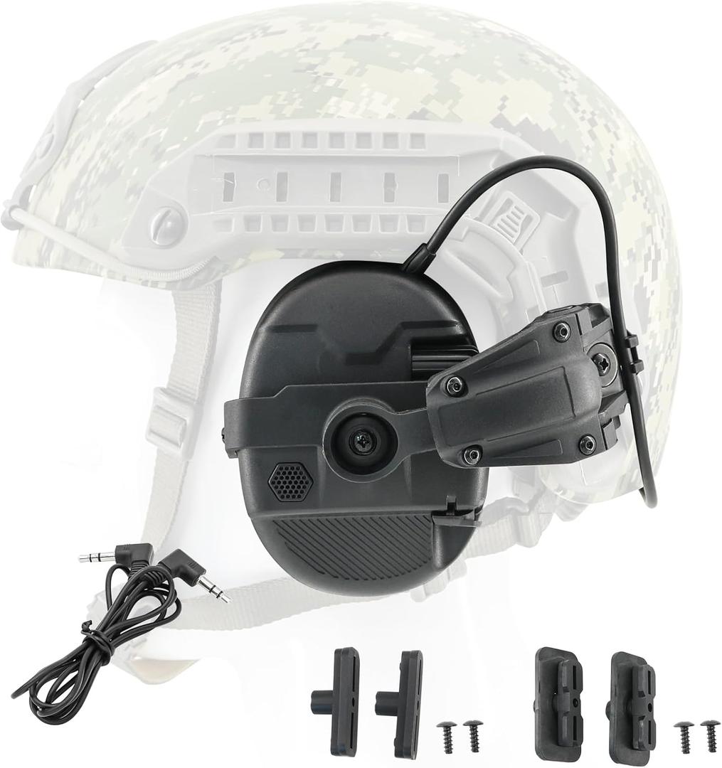 Electronic Hearing Protection for Shooting, Active Noise Cancelling w/Gel Pad Sound Amplification for Hunting-HW63 (Black Headset)