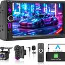 KMUTZY 7" Wireless Double Din Car Stereo Carplay Radio Screen for Car Audio Receivers, Car Stereo with Backup Camera, Car Play Android Auto Touchscreen, Mirror Link, Bluetooth, SWC, AM/FM, Type-C
