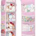 Stuffed Animal Storage, 63.8" Toy Storage Organizer, 5 Shelves & 8 Side Pockets, Space-Saving Corner Solutions for a Kids' Bedroom, Playroom (Pink)