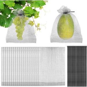 moonoom 20Pcs 8x12 Inch Stainless Steel Fruit Protection Bag, Fruit Protection Wire Cover Bag with Zip Tie, Reusable Vegetable Barrier Wire Bags for Protecting Fruits Berries Roots