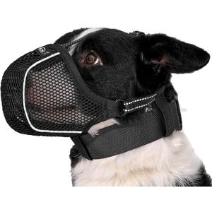 Dog Muzzle, Soft Mesh Muzzle for Large Medium Small Sized Dogs, Reflective Adjustable Lightweight Dog Muzzle for Scavenging Biting Grooming Chewing Vet Visit, Allows Panting Drinking, Small