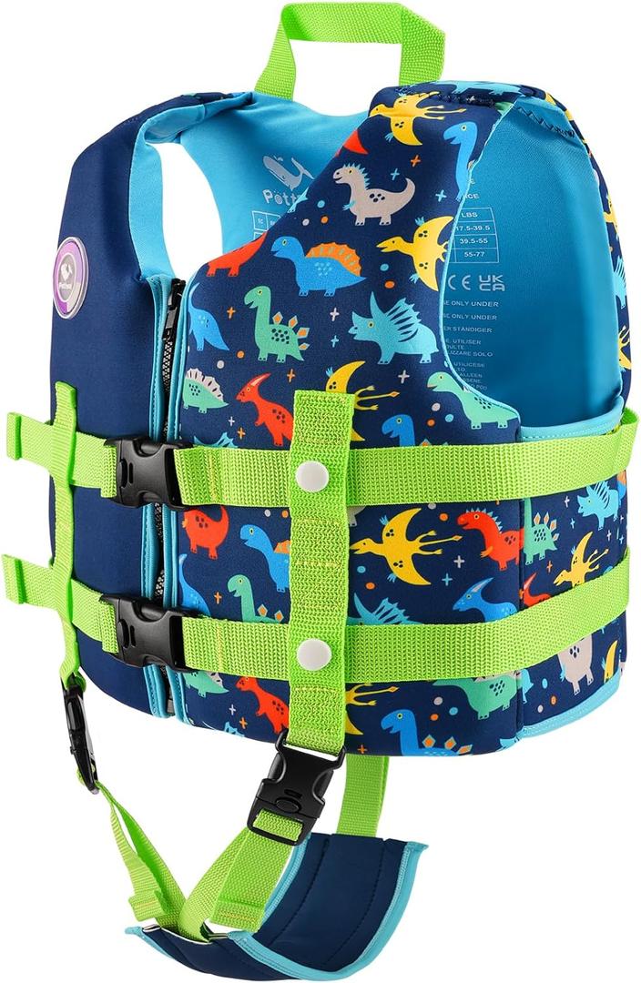 Pottwal Swim Vest for Kids - Swim Jacket for 1-2 Years (24-33LBS) - Buoyancy Aid Made of Neoprene & EPE - with Adjustable Crotch Strap (Large, Purplish Blue)