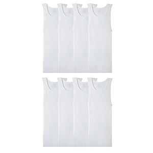 Fruit Of The Loom Mens Sleeveless Tank A-shirt, Tag Free & Moisture Wicking, Ribbed Stretch Fabric Undershirt, 8 Pack - White, Small