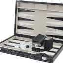 Backgammon Sets for Adults, 15" Backgammon Set Leather Large, Travel Backgammon Board Games - Classic Board Game (Grey Inner Lining)