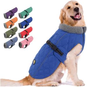 Winter Dog Coats, Warm Fleece Dog Winter Coat for Small, Medium and Large Dogs Adjustable Dog Jacket Winter with Nylon Buckle, Reflective Safety Winter Coats for Dogs,Dark Blue M (Medium, Dark Blue)