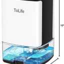 ToLife Dehumidifier 30 OZ Water Tank with Auto-Off 500 sq.ft Portable Small Dehumidifiers for Home Bathroom Bedroom RV Closet Room 7 Colors LED Light, White