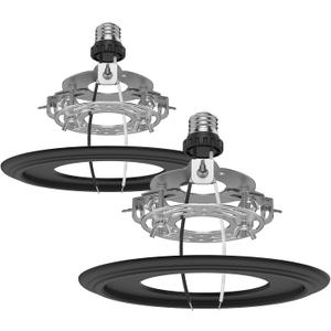 2-Pack Recessed Light to Pendant Converter Kit, Adjustable for 5 and 6 inch Recessed Can Light Conversion Kit, Includes E26 Socket, Triangular Bracket, Round Mounting Plate & 3D Black Cover