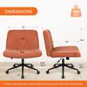 Orange Factory Criss Cross Chair Wheels Wide Cross Legged Office Desk Vanity Dual Base Comfy Fabric Armless Adjustable Swivel for Home Computer Task (Brown Dual Base, Fabric)