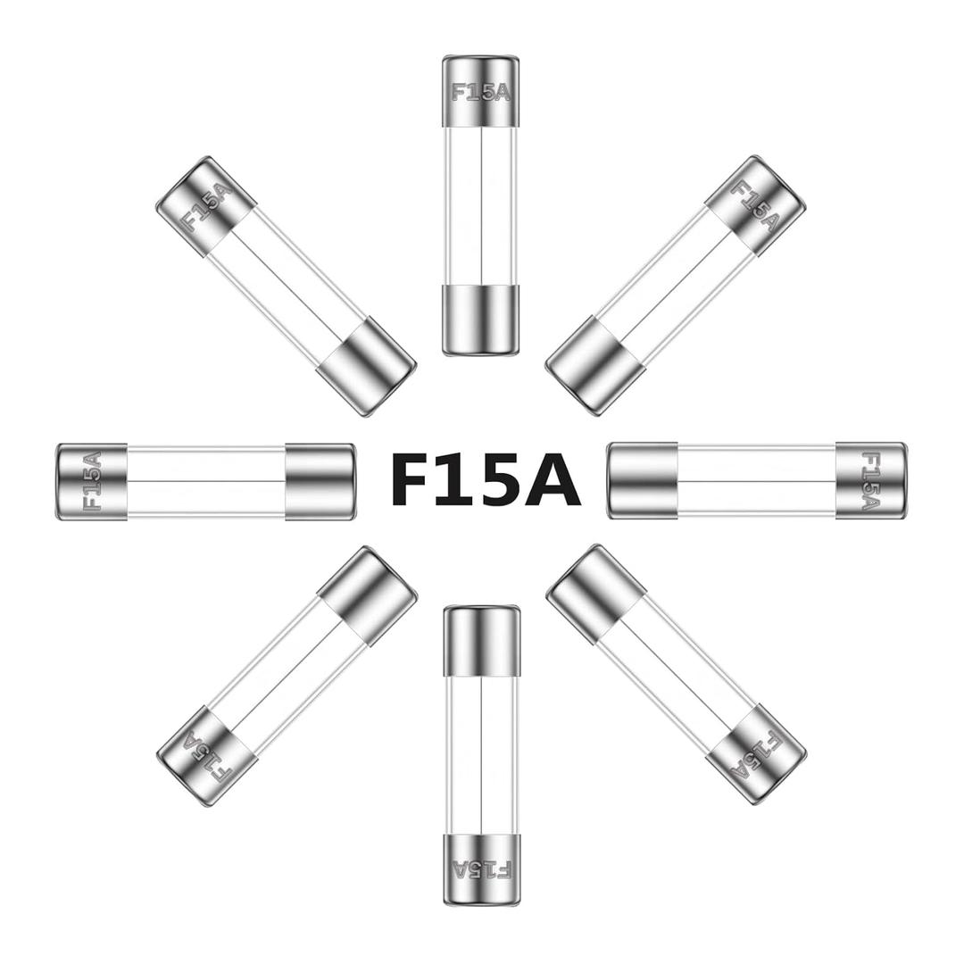 15A 250V 5x20MM Fast Blow Glass Fuse 15 Amp 250 Volt 0.2 x 0.78 Inch Fast-Acting Tube Fuses F15AL250V (Pack of 30Pcs)