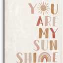 PHAMTE Wall Art You Are My Sunshine Wall Decor,Boho Nursery Decor,You Are My Sunshine Boho Sun Sunshine Rainbow Canvas Framed Wall Decor Home Teens Girls Kids Nursery Classroom Bedroom Living (14"L x 11"W, Cream colour)