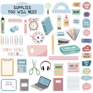 50 Pcs Supplies You Will Need Bulletin Board Set Motivational Bulletin Cutouts Classroom Decorations for Teacher School Whiteboard Classroom Supplies (Boho)