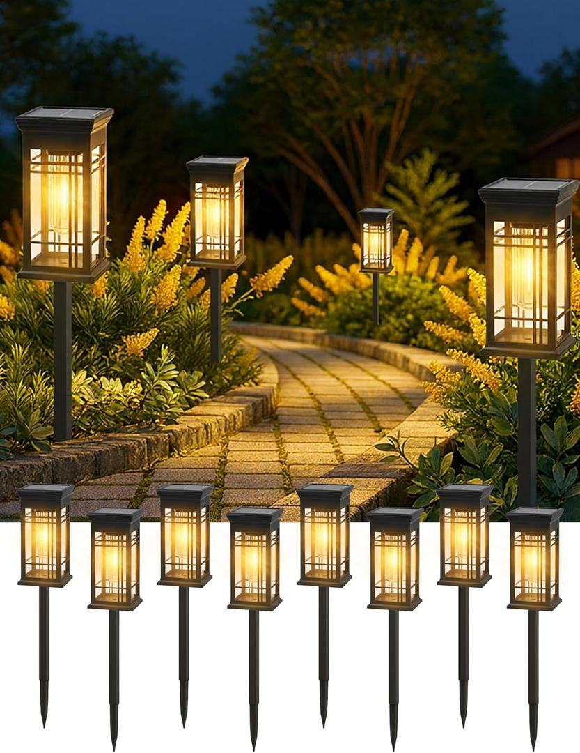 8 Pack Solar Lights Outdoor Waterproof - Solar Powered Outdoor Lights for Patio Yard Pathway Walkway Lawn Garden Decor Landscape Lighting Solar Lights Outdoor
