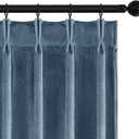 MIULEE Stone Blue Velvet Curtains 96 inches Long, Pinch Pleated Blackout Drapes with Hooks, Thermal Insulated Pinch Pleat Panels for Bedroom Living Room, 2 Panels