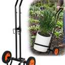 Heavy Duty Plant Caddy with Wheels, Plant Dolly Cart, Adjustable Grabbing Arm & Suction Cups for Easy Plant Movement, Versatile Indoor/Outdoor Plant Dolly Trolley Cart with Strap, Black