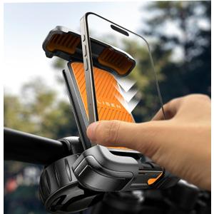 LISEN Bike Phone Holder, [2024 Upgrade] Motorcycle Phone Mount, Bicycle Phone Holder, Handlebar Phone Mount, for iPhone Bike Mount, Bike Accessories, Bicycle Accessories for iPhone 4.7-7" Phone,Orange