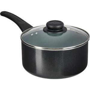 GoodCook Everyday Sauce Pan with Lid Ceramic Nonstick Aluminum Construction for Even Heating Non-Toxic PTFE & PFOA Free, 3-Quarts, Black