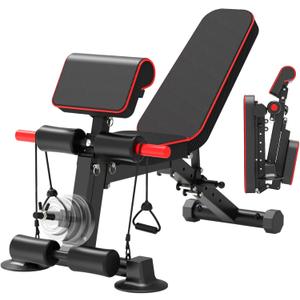 Adjustable Weight Bench,Utility Workout Bench Foldable Incline Decline Benches for Home Gym Full Body Workout,Load 600LBS, 31" L