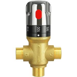 FUGO Thermostatic Mixing Valve, 1/2 NPT Solid Brass Temperature Control Valve