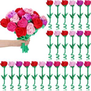 Syhood 32 Pcs Mother's Day Plush Rose Flower 12.6 Inch Bendable Stems Mother's Day Stuffed Plush Rose Flower Gift for Wedding Birthday Women(Classic,Colorful Colors)
