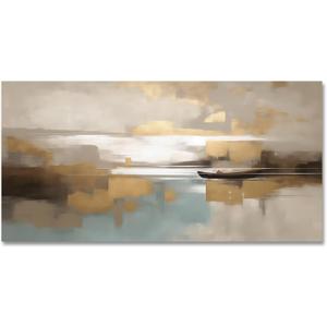 Beige Abstract Wall Art Living Room Wall Decor Canvas Painting Framed Modern Abstract Artwork Print Neutral Wall Art Bedroom Decor Picture Artwork for Office