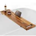 Tinamo Acacia Bathtub Caddy Tray Table | 39 x 9.75 x 2.5 Inch Large Bath Tub Tray Wooden | Anti-Tipping, Sustainable Tub Tray for Bathtub | Bathtub Accessories Holders for Bathtub (Acacia, 39x9.75)