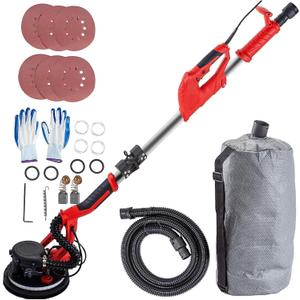 VEVOR Drywall Sander 850W, Electric Drywall Sander Variable Speed 800-1750 RPM, Foldable Sheetrock Sander with Telescope Handle, Electric Sander with LED Strip Light and Vacuum Bag, Wall Sander