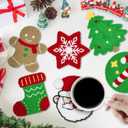 Kenburg Punch Needle Kit Christmas Coasters Set of 6, DIY Embroidery Set for Beginners Adults Kids Including Patterns, Tools, Yarns, Hoop, Instruction, Coaster Holder Art Craft Supplies