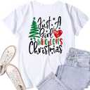 Womens Christmas Shirts Just A Girl Who Loves Christmas T-Shirt Xmas Tree Tee Tops White