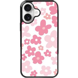 FANXI Pink Flower Phone Case Compatible with iPhone 16 6.1 Inch - Shockproof Protective TPU Cute Pink Floral iPhone Case Designed for iPhone 16 Case for Men Girls Women Boys (Bloom)