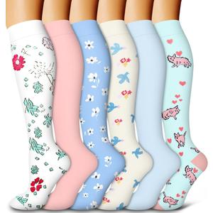 6 Pack Copper Compression Socks for Women and Men Circulation-Best Support for Medical, Running, Nursing, Athletic (Small-Medium)