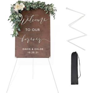 DANMO Easel Stand for Wedding Sign Poster 63'' Instant Display Floor Adjustable Metal Art Easel White, 30" x 42" x 63"