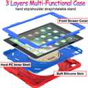 BMOUO Case for iPad 6th/5th Generation Case (9.7 inch, 2018/2017), with Screen Protector, 360 Rotating Stand & Hand & Shoulder Strap Kids Case for iPad 6th/5th Gen, Red