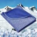 HOMFINE Cooling Blankets for Hot Sleepers - Oversized Summer Blanket Thin Lightweight Breathable Soft Double Side Enhanced Cooling for Bed Couch, Keep Cool for Night Sweats (Dark Blue, 120x120 inches)