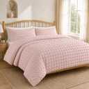 Swift Home King Comforter Set, Tufted Pom Poms, Blush