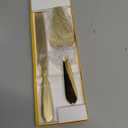 Cake Cutting Set for Wedding, Elegant Cake Knife and Server Set with Thickened Stainless Steel Rounded Edges, Cake Cutter Pie Spatula for Birthday Anniversary Christmas, 2 Pcs, Gold (13.0 Inch)