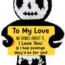 Crochet Skeleton Love Gift for Couples, Halloween Surprise Anniversary Gag Birthday Gift for Him Her, Funny Romantic Present for Girlfriend Boyfriend