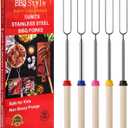 Marshmallow Roasting Sticks, Telescoping Smores Sticks for Open Fire Pit, 32 Inch Long Marshmallow Toasting Barbecue Forks Smores Skewers for Campfire Camping Hotdog Hot Dog Bonfire Grill, 2 Packs of 5