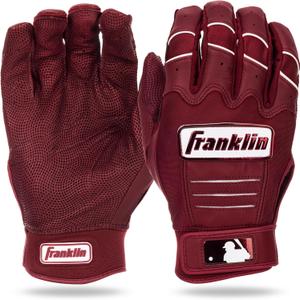 Franklin Sports MLB Batting Gloves - CFX Pro Adult + Youth Batting Gloves Pair - Baseball + Softball Gear - Premium Pro-Quality Leather - Burgundy Highlight - Adult Large