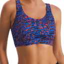 RUNNING GIRL High Impact Sports Bras for Women,Racerback Running Bra Workout Crop Tank Tops Longline Sports Bra Push up (Blue, L)